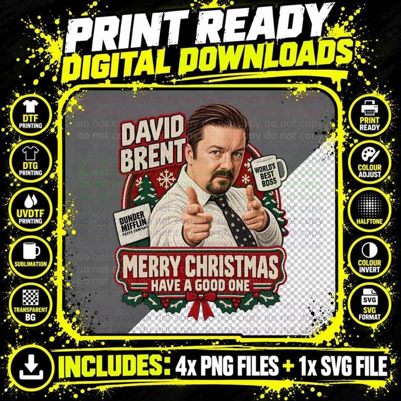 The Office David Brent Ugly Sweater Free Love Freeway Png SVG Digital Bundle