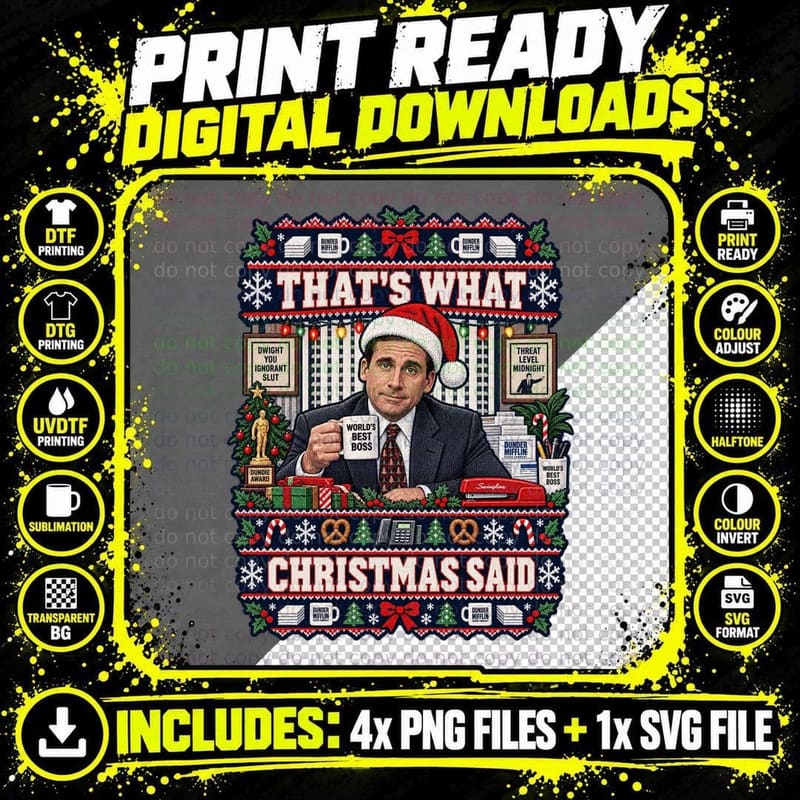 The Office US Ugly Sweater Christmas Thats What Png SVG Digital Bundle