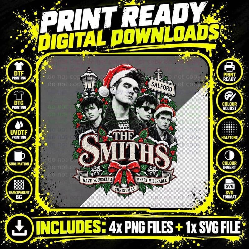 The Smiths Christmas There Is a Light Indie Rock Ugly Png SVG Digital Bundle