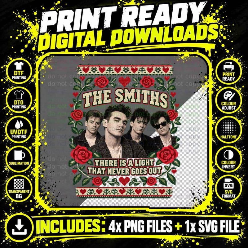 There Is A Light That Never Goes Out 80s Indie Band Christmas Roses T-Shirt Png SVG Digital Bundle