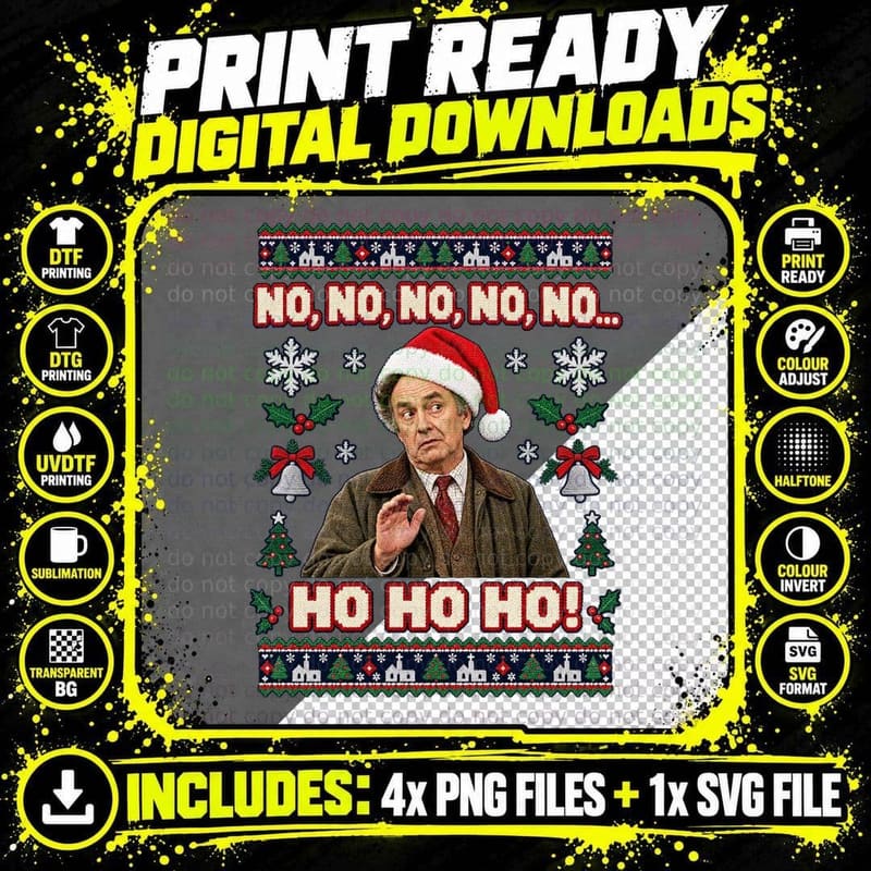 The Vicar of Dibley Ugly Sweater Jim Trott No No No Ho Png SVG Digital Bundle
