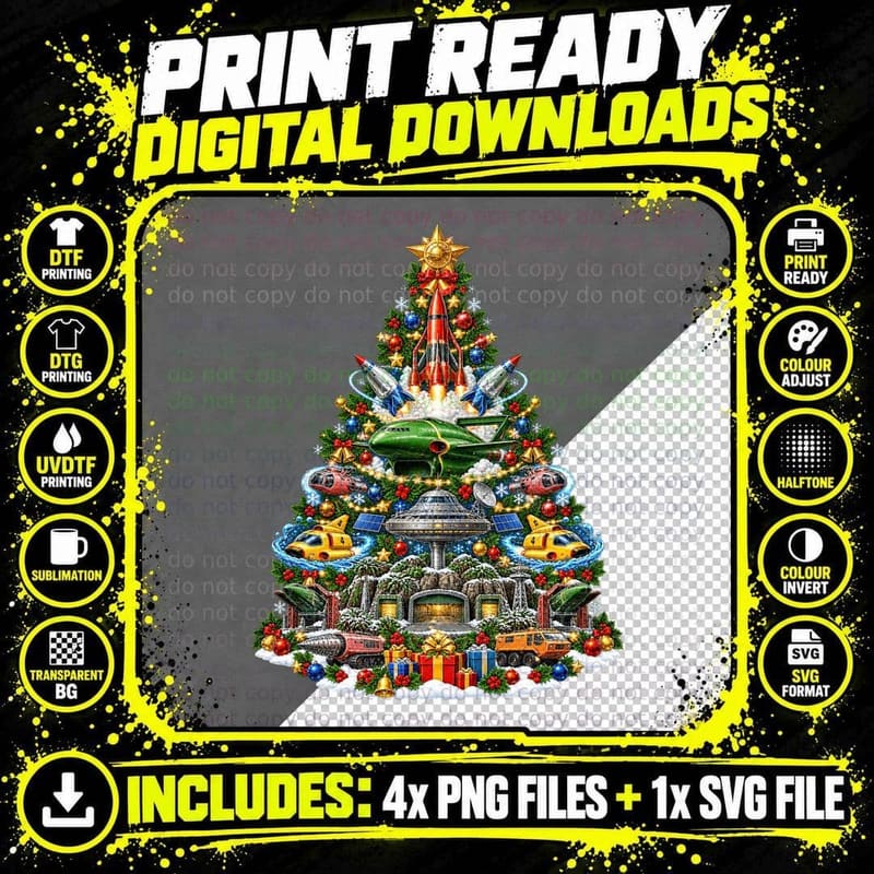 Thunderbirds Christmas Tree International Rescue Retro Png SVG Digital Bundle