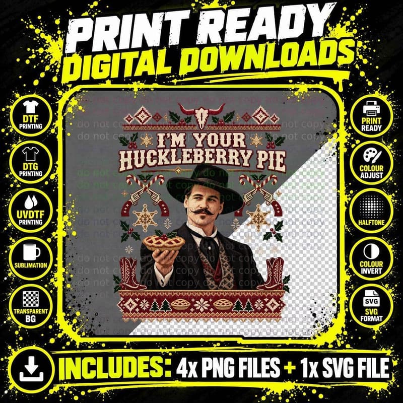 Tombstone Doc Holliday Ugly Sweater Christmas Png SVG Digital Bundle