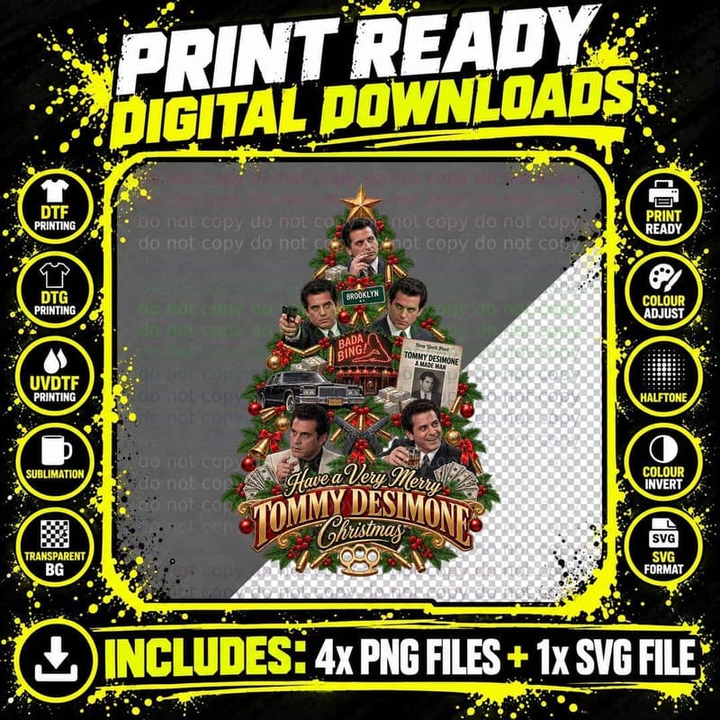 Tommy DeSimone Christmas Tree New York Mafia History Png SVG Digital Bundle