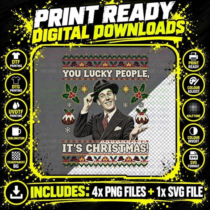 Tommy Trinder Ugly Sweater You Lucky People Christmas Png SVG Digital Bundle