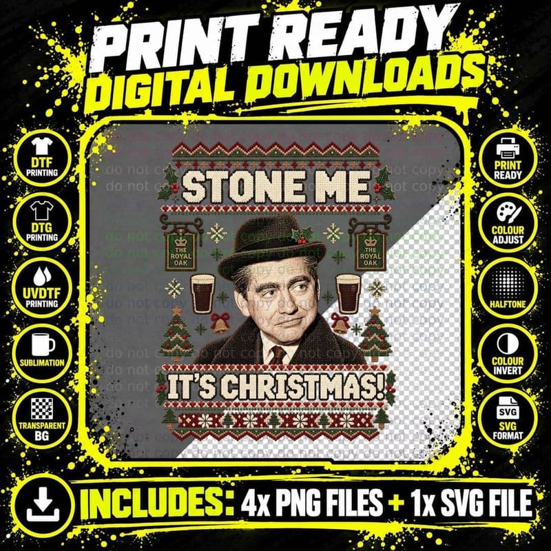 Tony Hancock Christmas Ugly Sweater British Comedy Stone Png SVG Digital Bundle