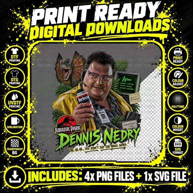 Wayne Knight Jurassic Park Ugly Sweater Dennis Nedry Png SVG Digital Bundle