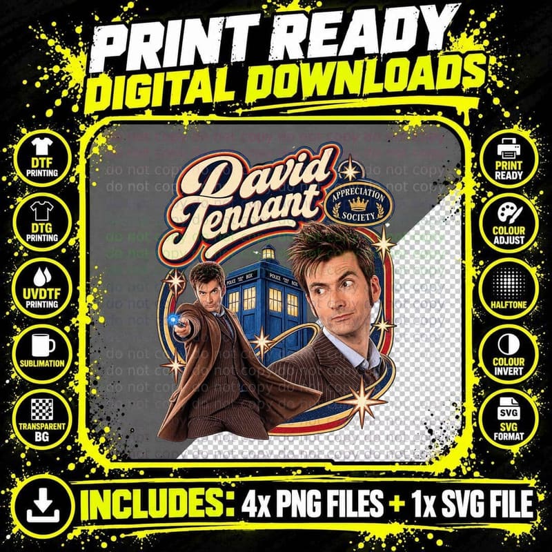 David Appreciation Society Blue Police Box Time Traveller Scottish Actor T-Shirt Png SVG Digital Bundle