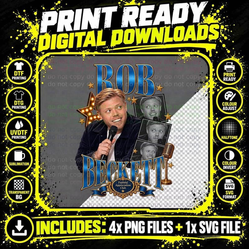 Rob Faithful Appreciation Club Chrome Microphone Photo Strip Comedian T-Shirt Png SVG Digital Bundle
