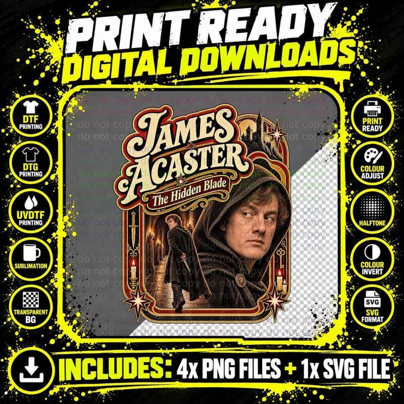 Comedian James The Hidden Blade Hooded Cloak Dagger Castle Mystery T-Shirt Png SVG Digital Bundle