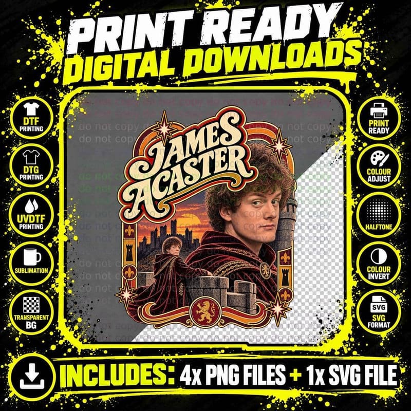 Comedian James Velvet Cloak Castle Battlements Sunset Murder Mystery T-Shirt Png SVG Digital Bundle