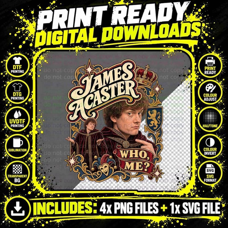 Who Me Comedian James Velvet Cloak Crown Lion Shield Traitor Game T-Shirt Png SVG Digital Bundle