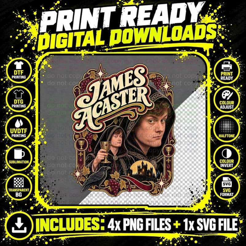 Comedian James Hooded Cloak Golden Goblet Raven Castle Gothic Vintage T-Shirt Png SVG Digital Bundle