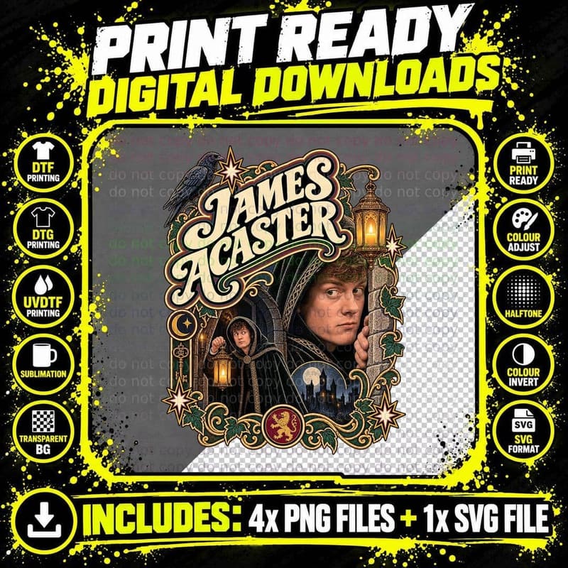 Comedian James Peeking Behind Pillar Lantern Raven Hooded Cloak Gothic T-Shirt Png SVG Digital Bundle