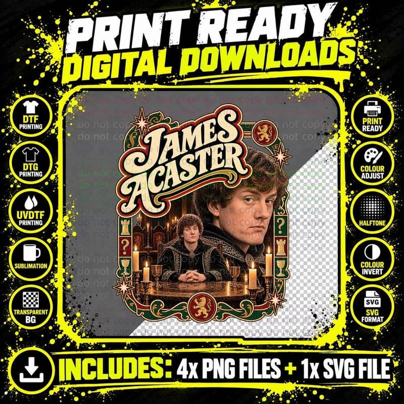 Comedian James Round Table Candles Goblets Murder Mystery Game Show T-Shirt Png SVG Digital Bundle