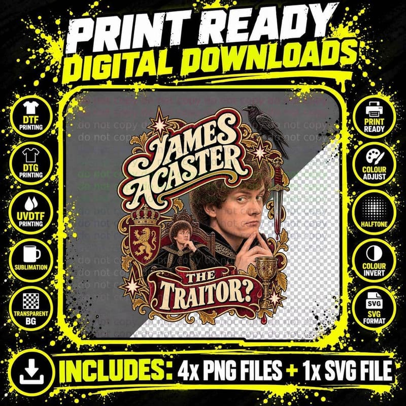 Comedian James Suspected Traitor Dagger Raven Lion Crest Castle Game T-Shirt Png SVG Digital Bundle