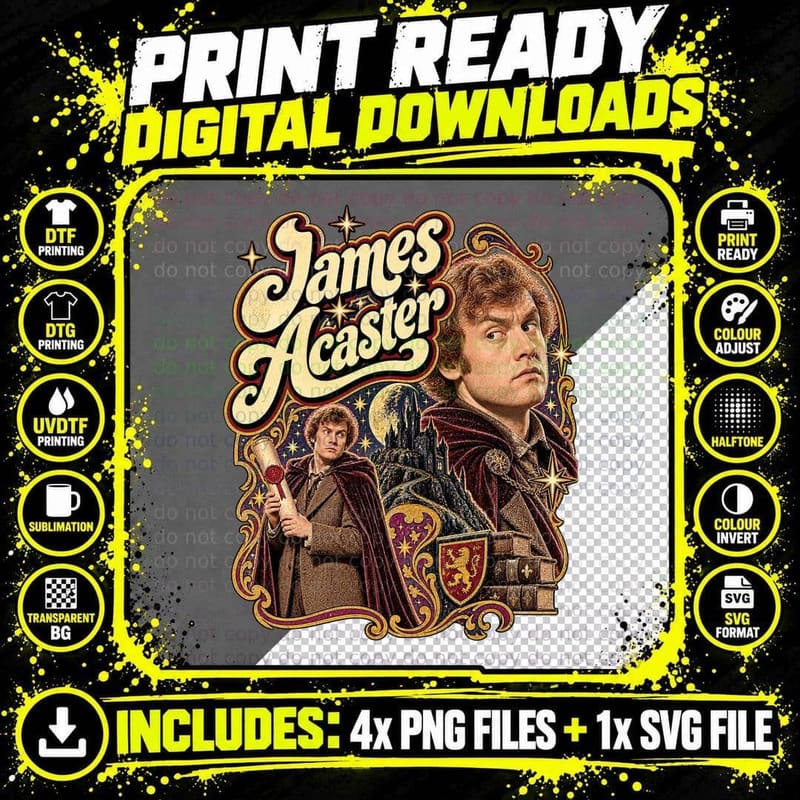 Comedian James Royal Scroll Velvet Cloak Medieval Castle Lion Crest T-Shirt Png SVG Digital Bundle