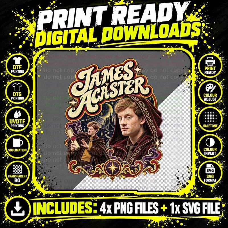 Comedian James Red Hooded Cloak Rolled Scroll Moonlit Castle Fantasy T-Shirt Png SVG Digital Bundle