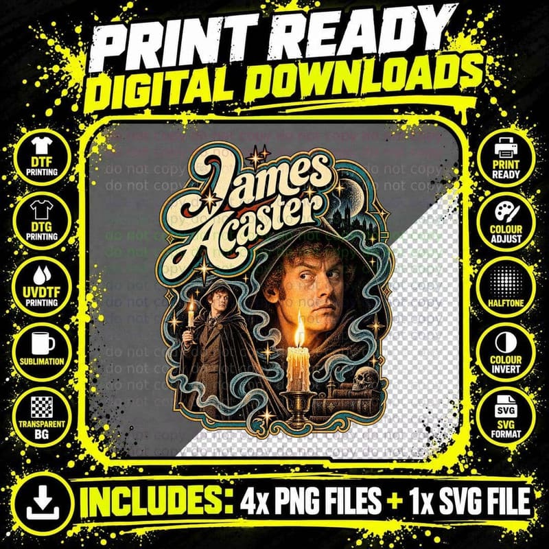 Comedian James Candle Skull Smoke Swirl Hooded Gothic Murder Mystery T-Shirt Png SVG Digital Bundle