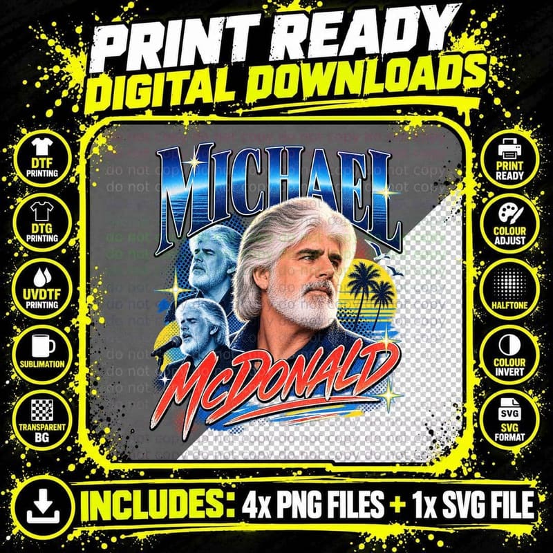 Michael Ocean Blue Pop Art Soul Singer Palm Trees Yacht Rock 80s Retro T-Shirt Png SVG Digital Bundle
