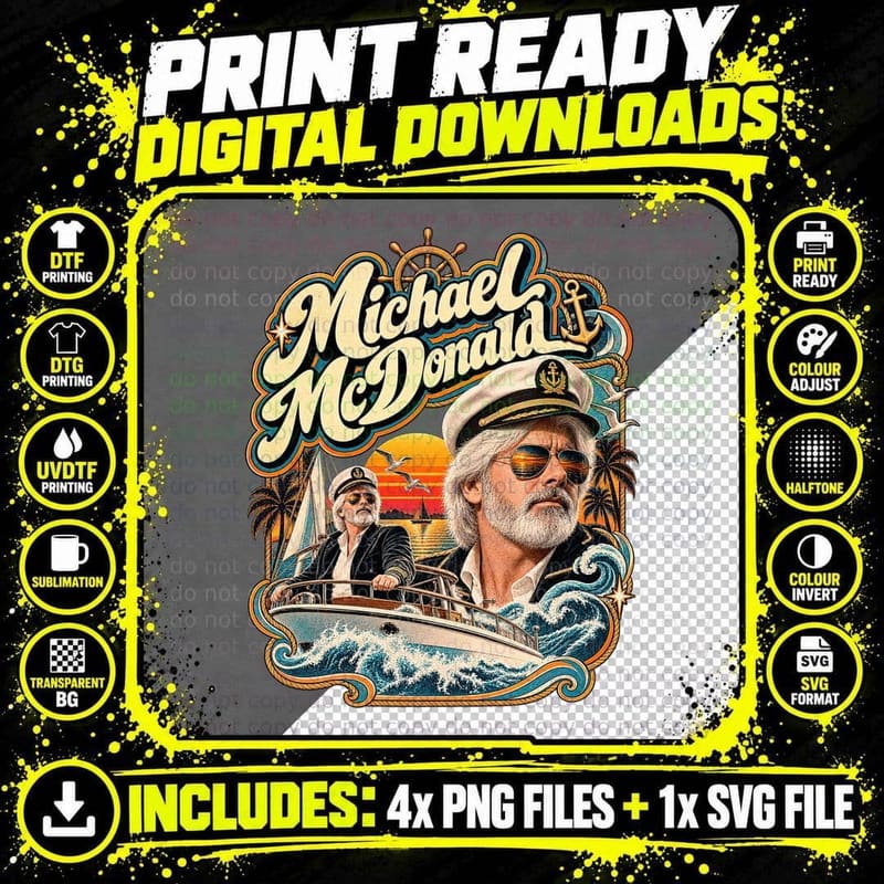 Michael McDonald Vintage Yacht Rock Captain Sailing Png SVG Digital Bundle