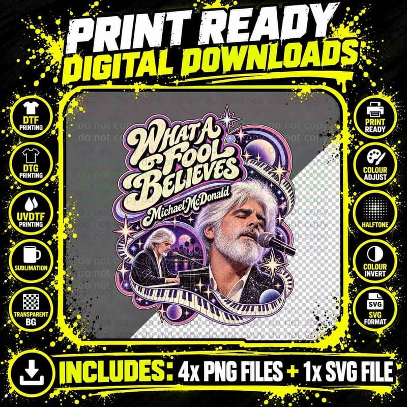 Michael McDonald What A Fool Believes Vintage Yacht Rock Png SVG Digital Bundle
