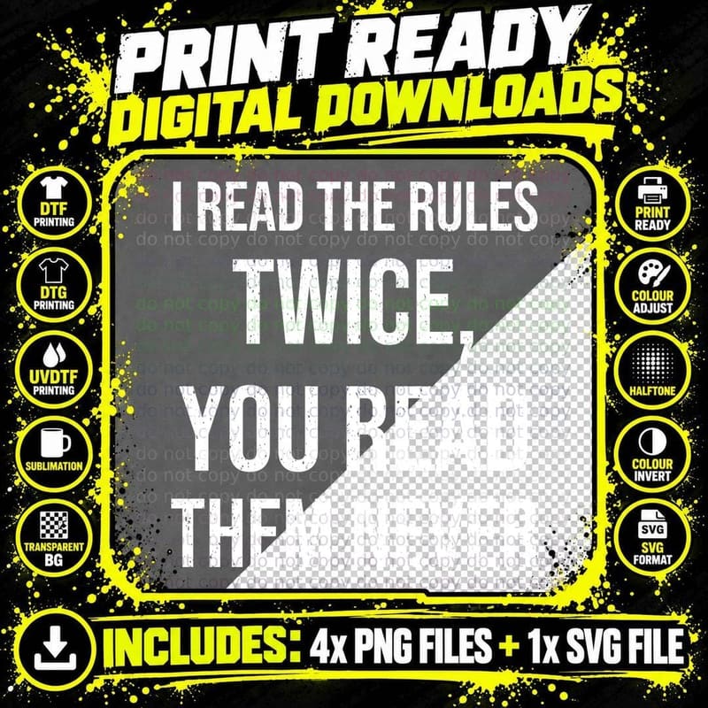 I Read The Rules Twice You Read Them Never Funny Board Game Night Geek T-Shirt Png SVG Digital Bundle