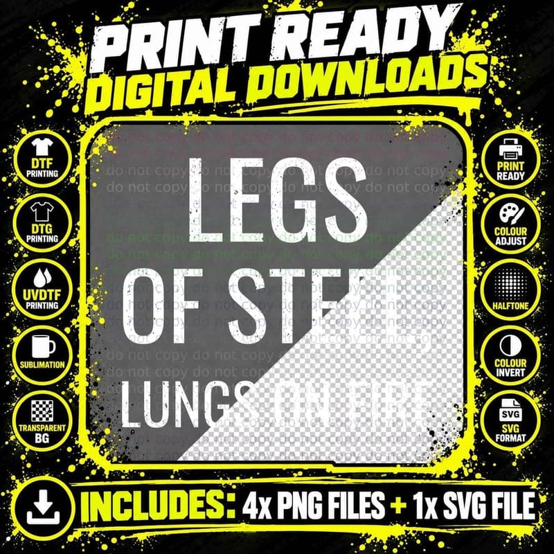 Legs Of Steel Lungs On Fire Funny Cycling Cyclist Bike Rider Hill Climb T-Shirt Png SVG Digital Bundle