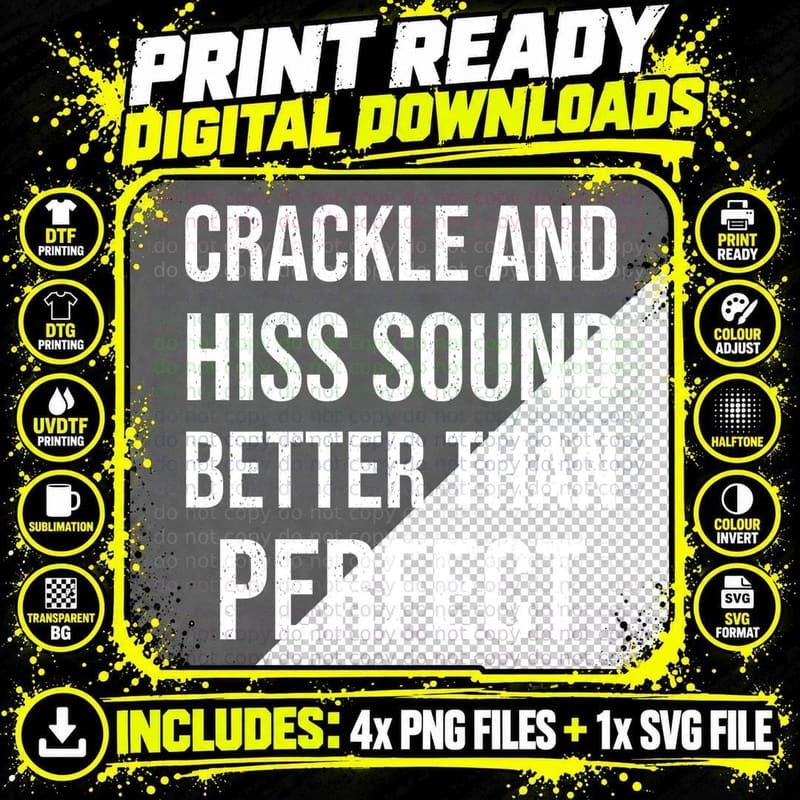 Crackle And Hiss Sound Better Than Perfect Funny Vinyl Record Collector T-Shirt Png SVG Digital Bundle