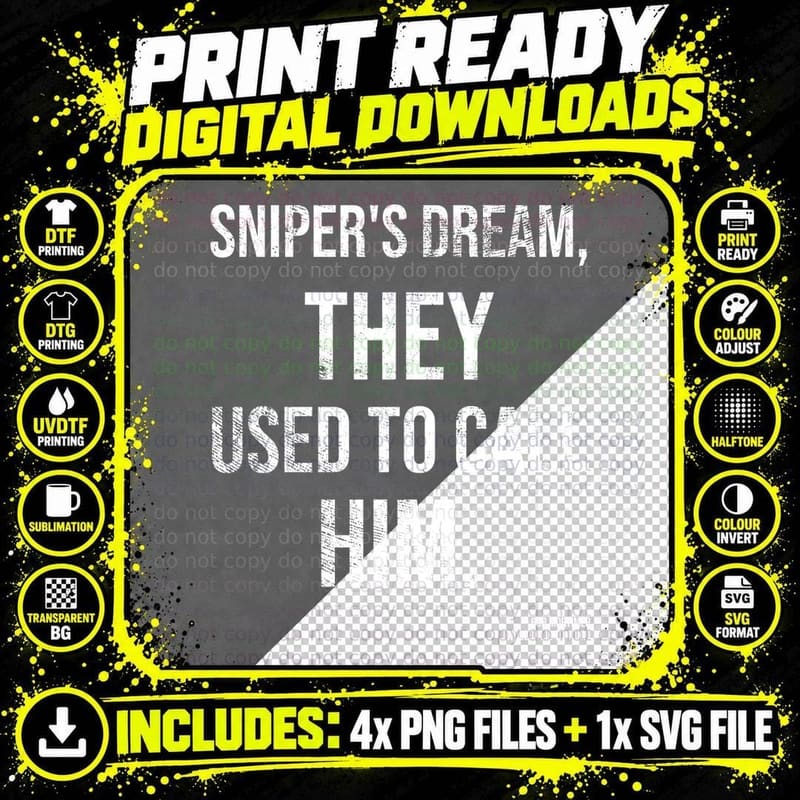 Sniper's Dream They Used To Call Him Bob Funny Comedy Panel Show Quote T-Shirt Png SVG Digital Bundle