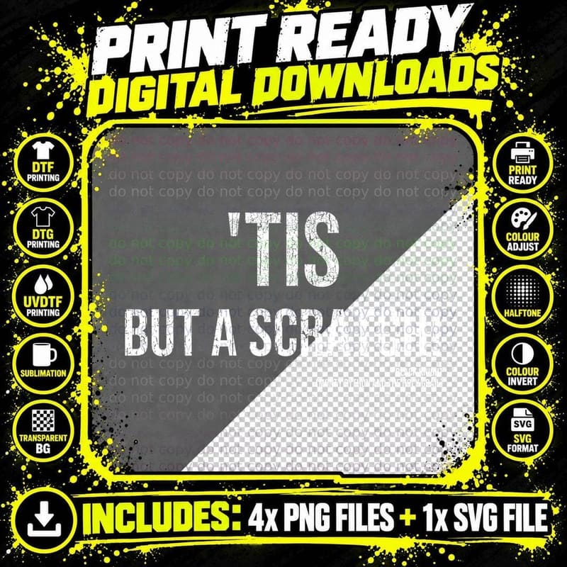 'Tis But A Scratch Funny Limbless Knight Classic British Comedy Quote T-Shirt Png SVG Digital Bundle
