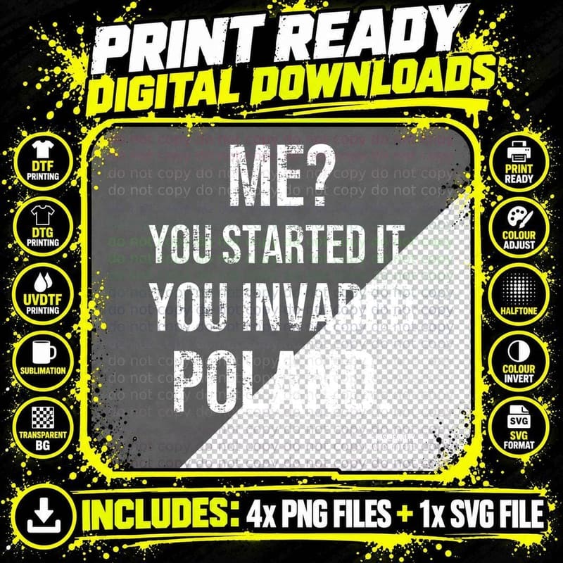 Me You Started It You Invaded Poland Basil Funny 70s Hotel Owner Sitcom T-Shirt Png SVG Digital Bundle