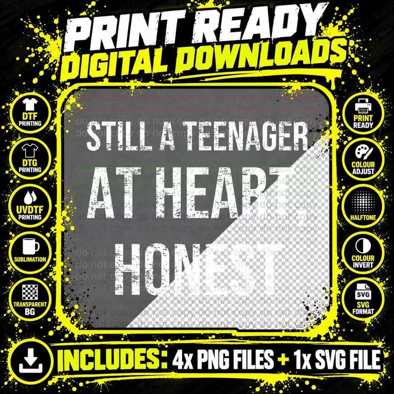 Still A Teenager At Heart Honest Funny 21st Birthday Party Novelty T-Shirt Png SVG Digital Bundle