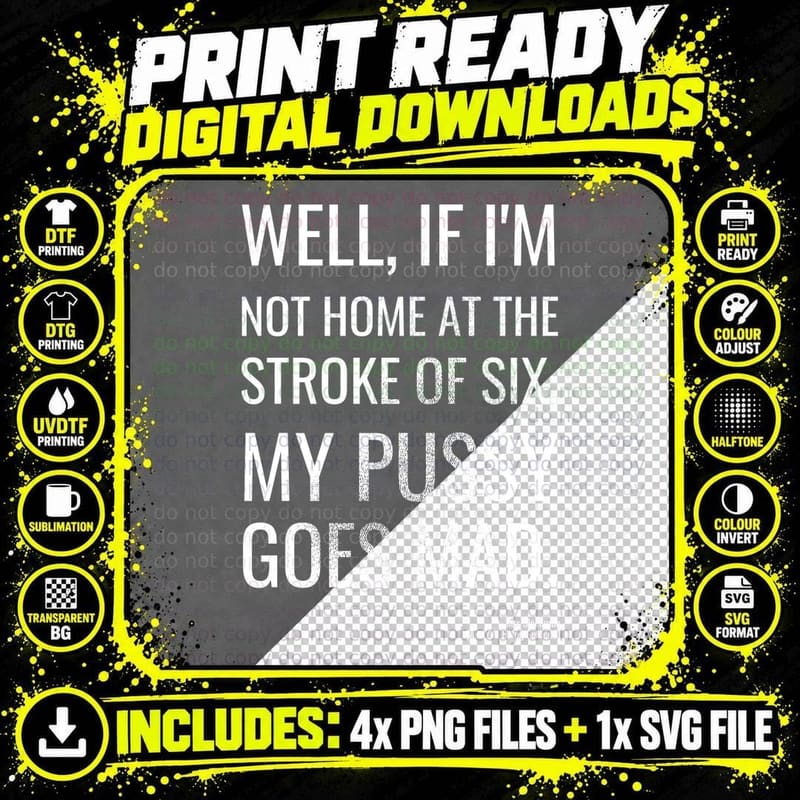 Not Home At The Stroke Of Six Mrs Slocombe Cheeky Innuendo Sitcom T-Shirt Png SVG Digital Bundle