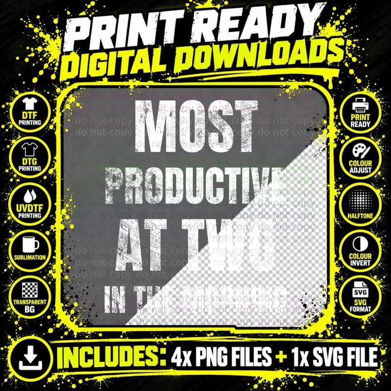 Most Productive At Two In The Morning Funny Night Owl Insomniac Student T-Shirt Png SVG Digital Bundle