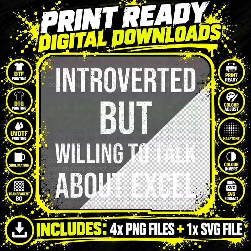 Introvert Willing To Talk About Excel Spreadsheet Office Png SVG Digital Bundle