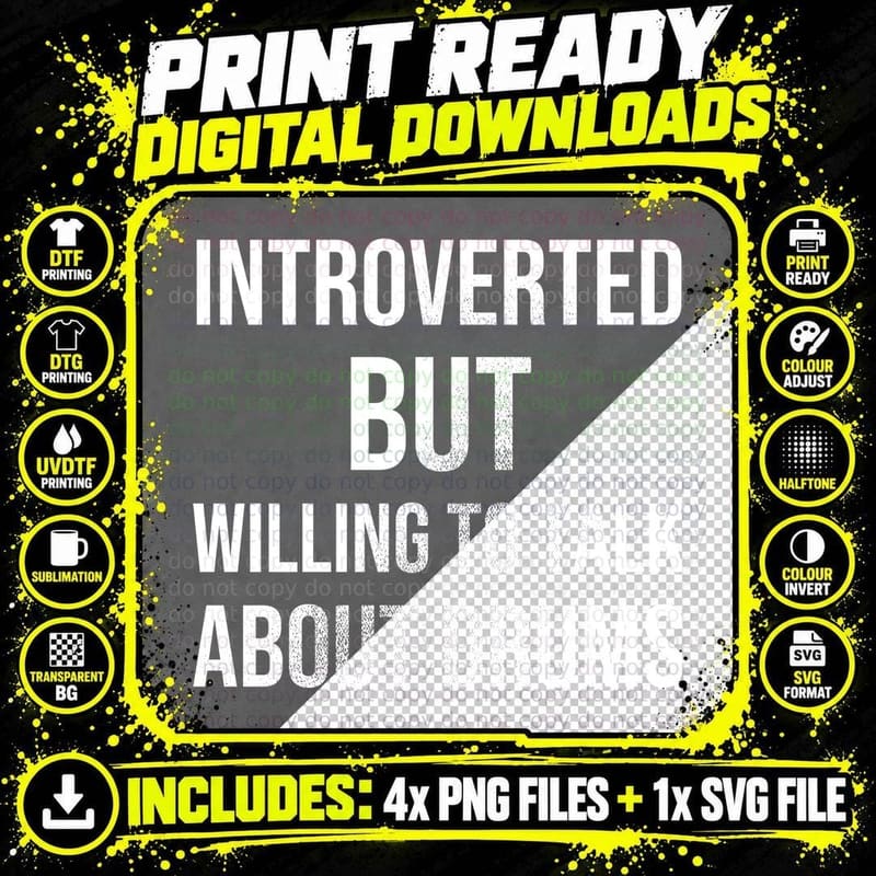 Introverted But Willing To Talk About Drums Funny Drummer Musician Band T-Shirt Png SVG Digital Bundle