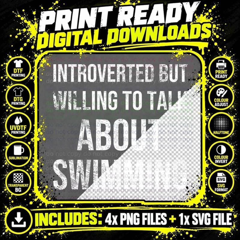 Introverted But Willing To Talk About Swimming Swimmer Png SVG Digital Bundle