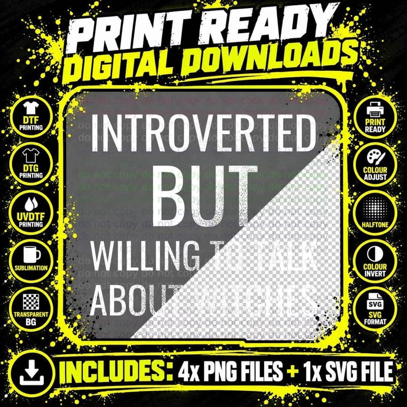 Introverted But Willing To Talk About Witches Witchy Png SVG Digital Bundle