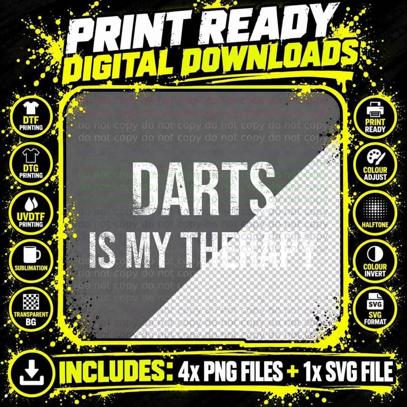 Darts Is My Therapy Funny Player Pub Team Oche Dad Grandad Hobby Novelty T-Shirt Png SVG Digital Bundle