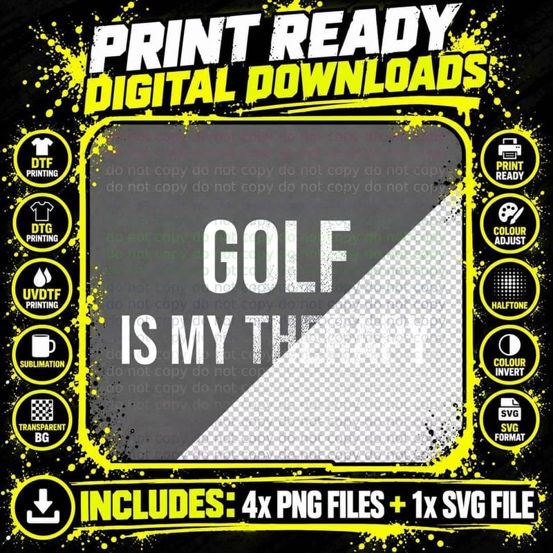 Golf Is My Therapy Funny Golfer Golfing Dad Grandad Retirement Hobby T-Shirt Png SVG Digital Bundle