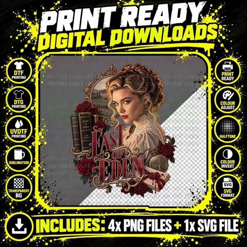 East of Eden Florence Pugh Cathy Ames Vintage Literary Png SVG Digital Bundle