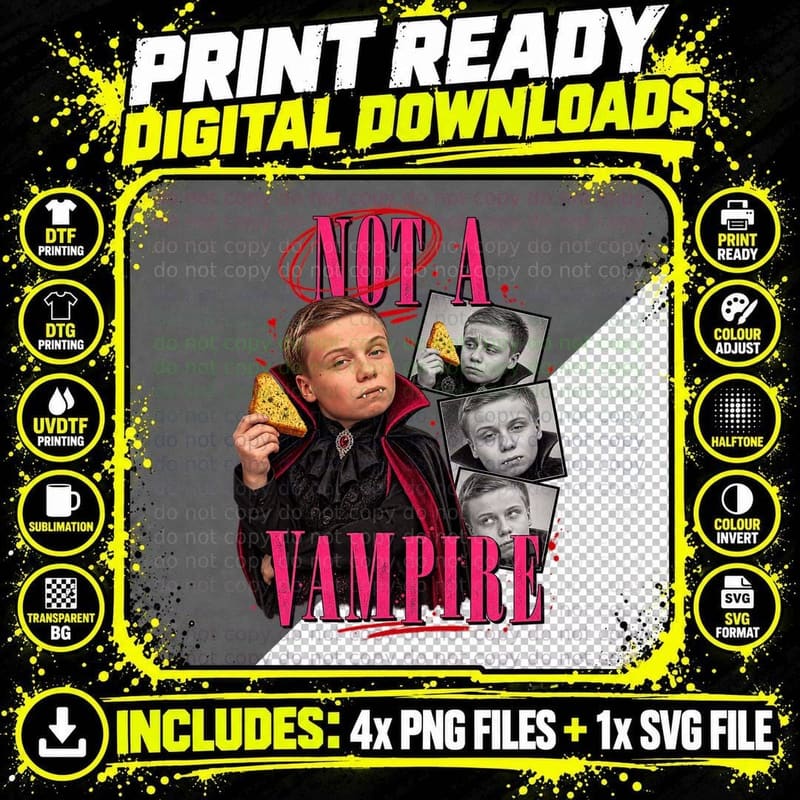 Not A Vampire Val British Comedy Lenny Rush Vintage Png SVG Digital Bundle