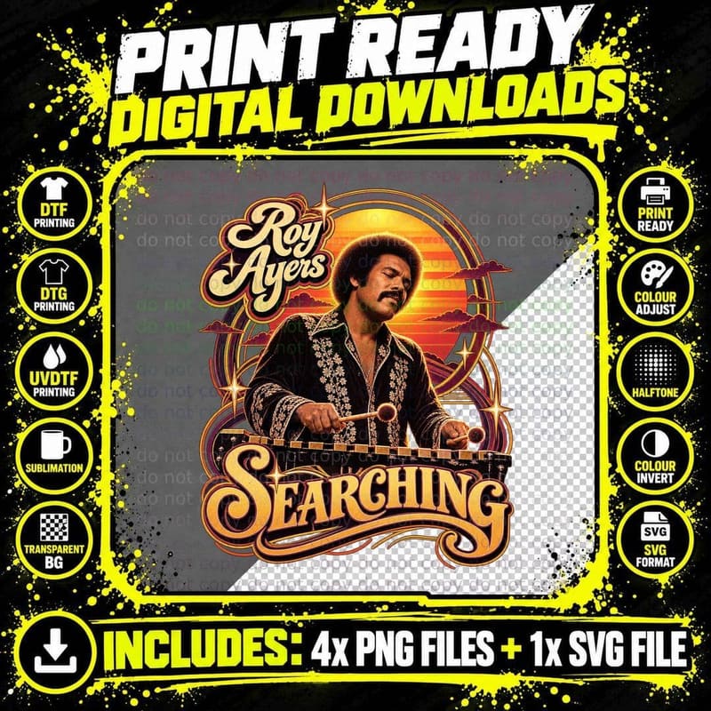 Searching Roy 70s Jazz Funk Vibraphone Sunset Groove Vintage Soul Retro T-Shirt Png SVG Digital Bundle