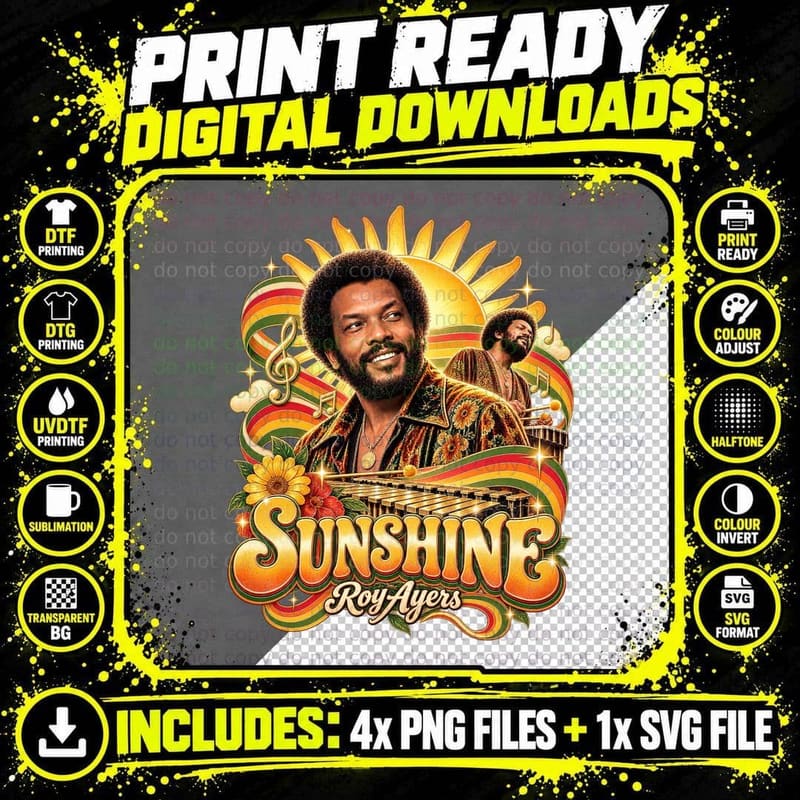 Roy Ayers Sunshine 70s Soul Jazz Funk Psychedelic Png SVG Digital Bundle