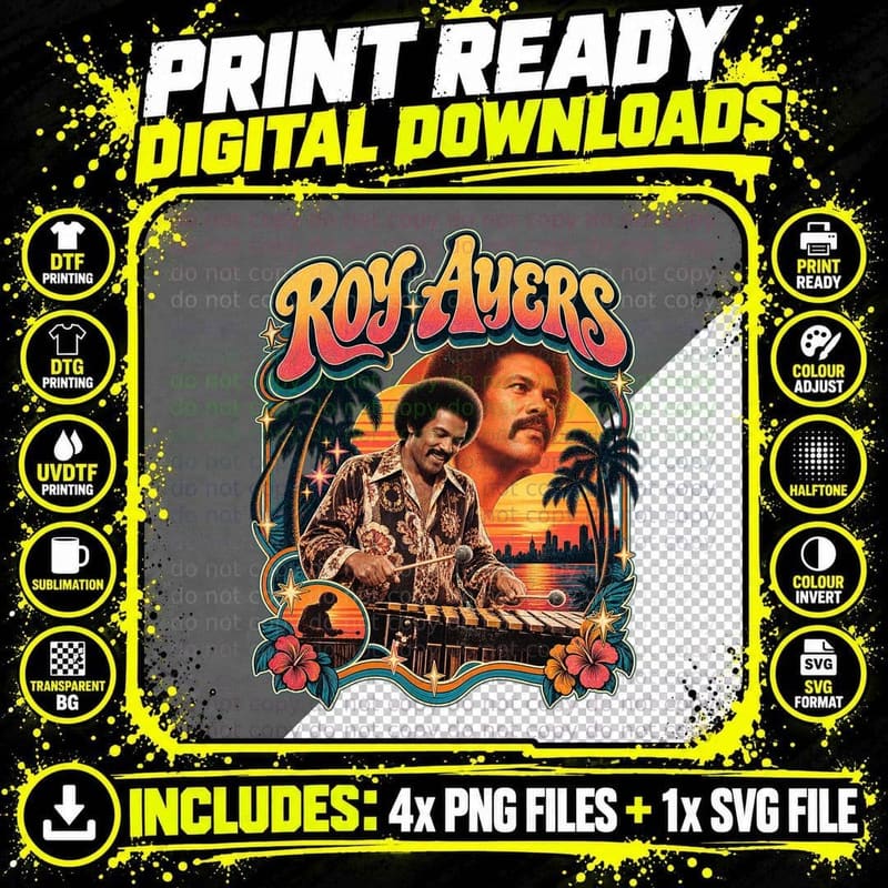 Roy Ayers Vintage 70s Jazz Funk Concert Retro Soul Music Png SVG Digital Bundle
