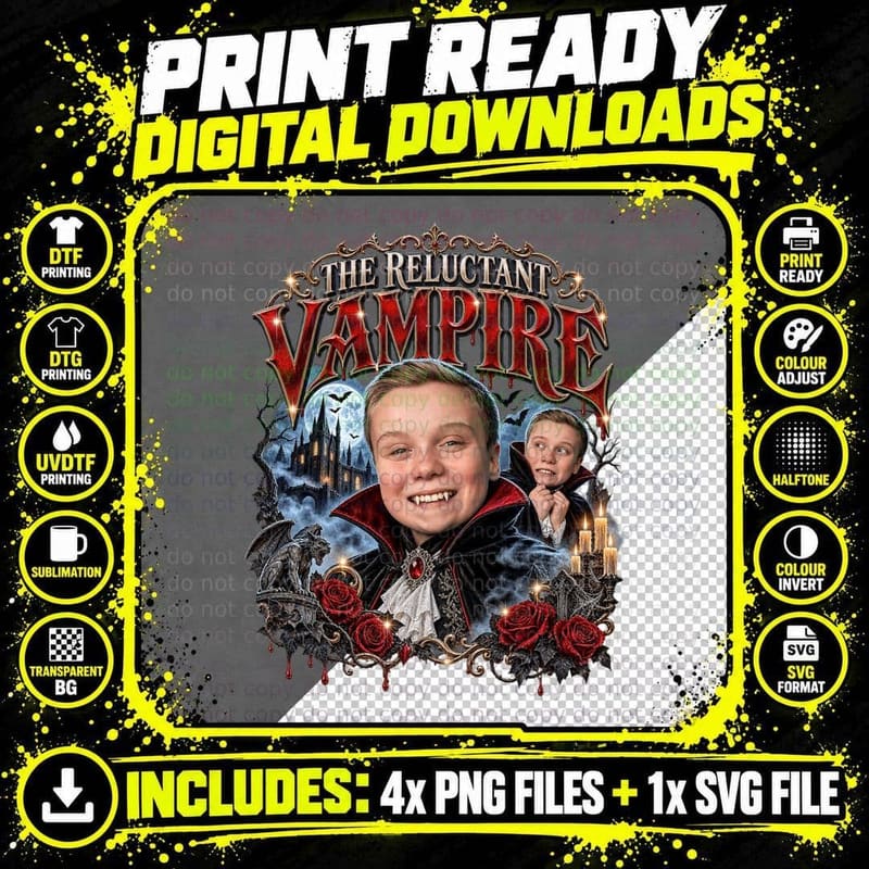 The Reluctant Vampire Val BBC Comedy Gothic Horror Png SVG Digital Bundle