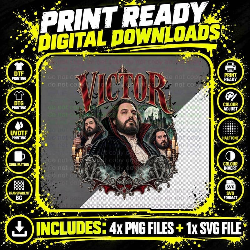 The Reluctant Vampire Victor BBC Comedy Gothic Horror Png SVG Digital Bundle