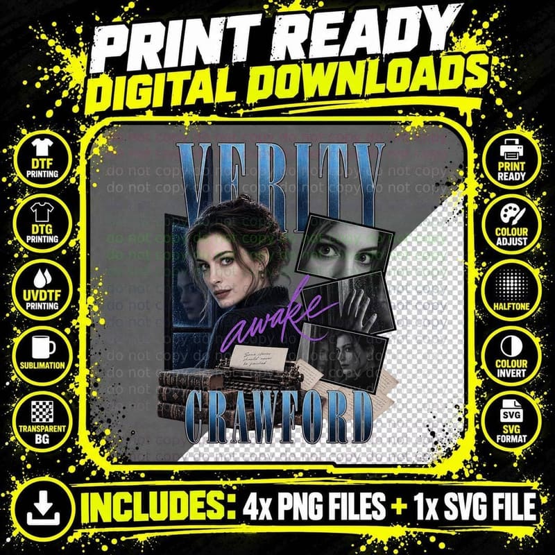 Verity Crawford Anne Hathaway Vintage Psychological Png SVG Digital Bundle