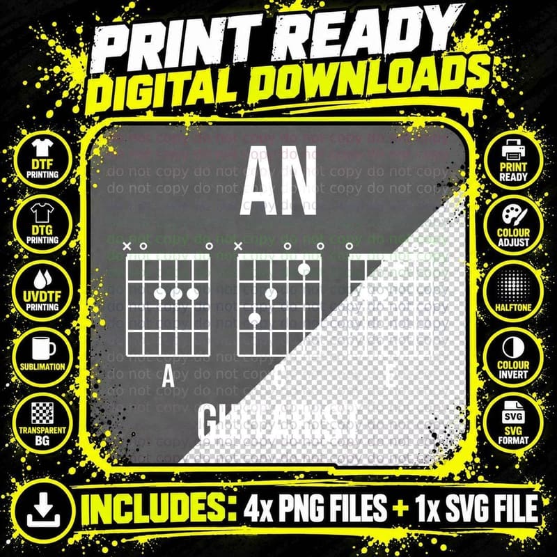 Ace Guitarist Guitar Chords A C E Funny Guitar Player Png SVG Digital Bundle